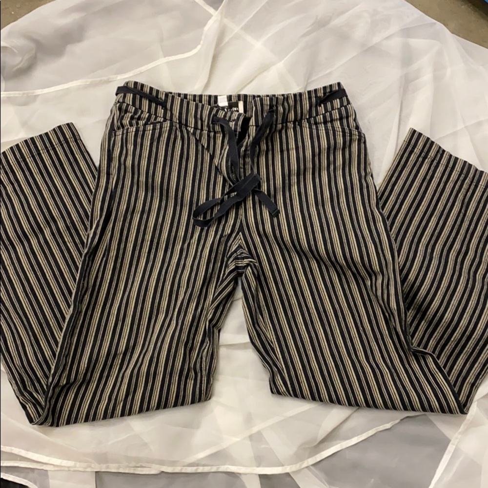 Striped wide flared jean